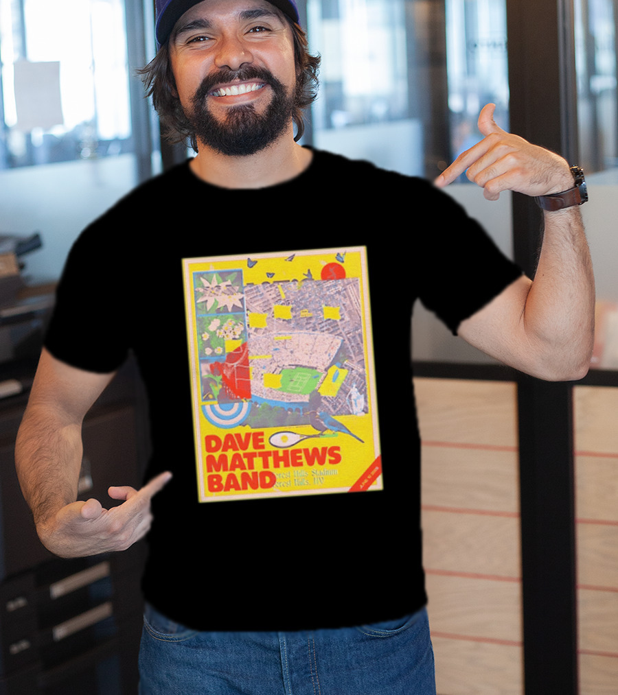 Dave Matthews Band Forest Hills NY 2026 Stadium June 10 Art Collage Stadium Map And Bird T-Shirt