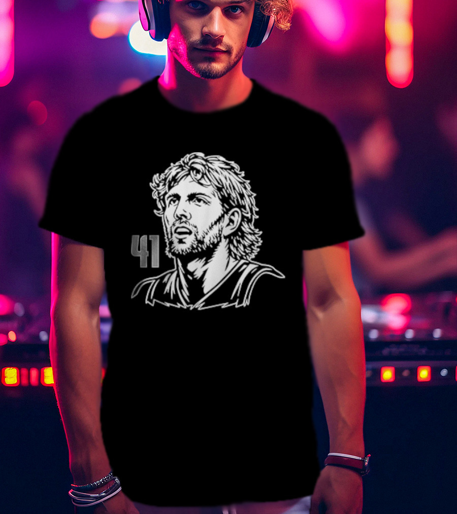 Dirk Nowitzki 41 Basketball Legend Sketch T-Shirt