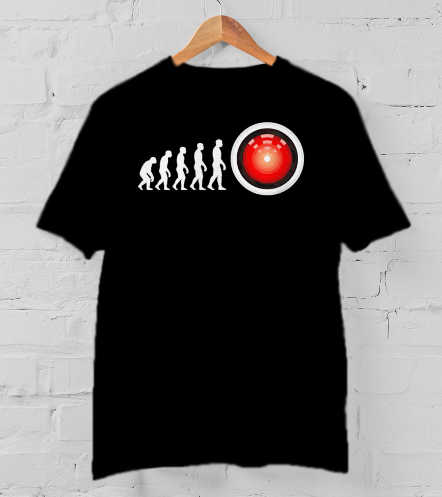 Human Evolution To HAL 9000 AI 2001 Space Odyssey Humor T-Shirt