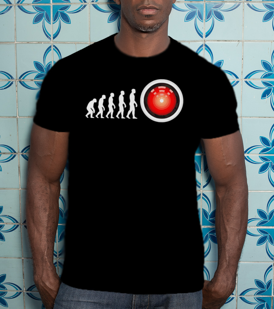 Human Evolution To HAL 9000 AI 2001 Space Odyssey Humor T-Shirt