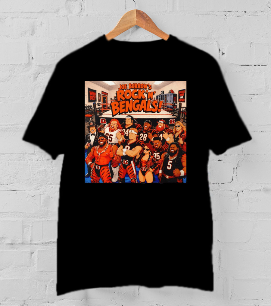 Joe Burrow's Rock 'N' Bengals Who Dey Cincinnati Bengals Born And Raised T-Shirt