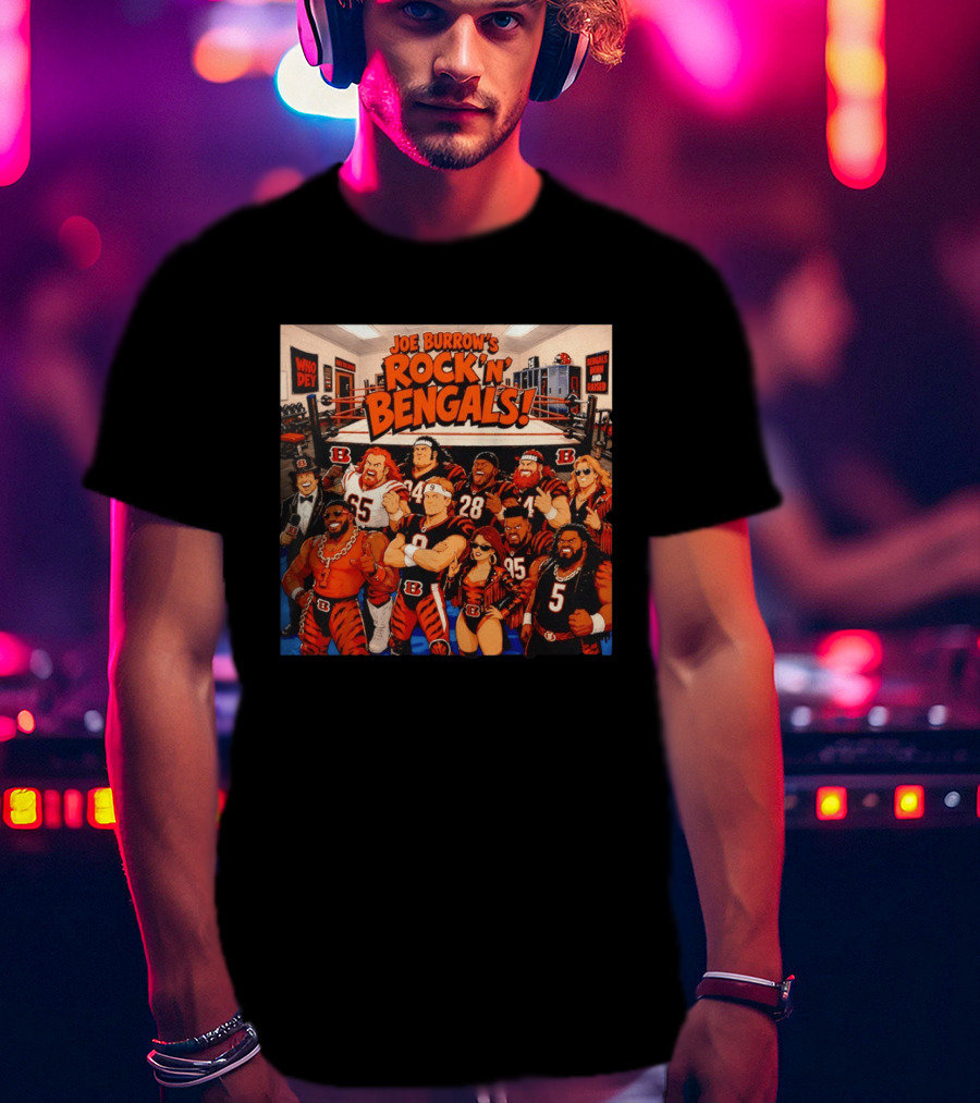 Joe Burrow's Rock 'N' Bengals Who Dey Cincinnati Bengals Born And Raised T-Shirt