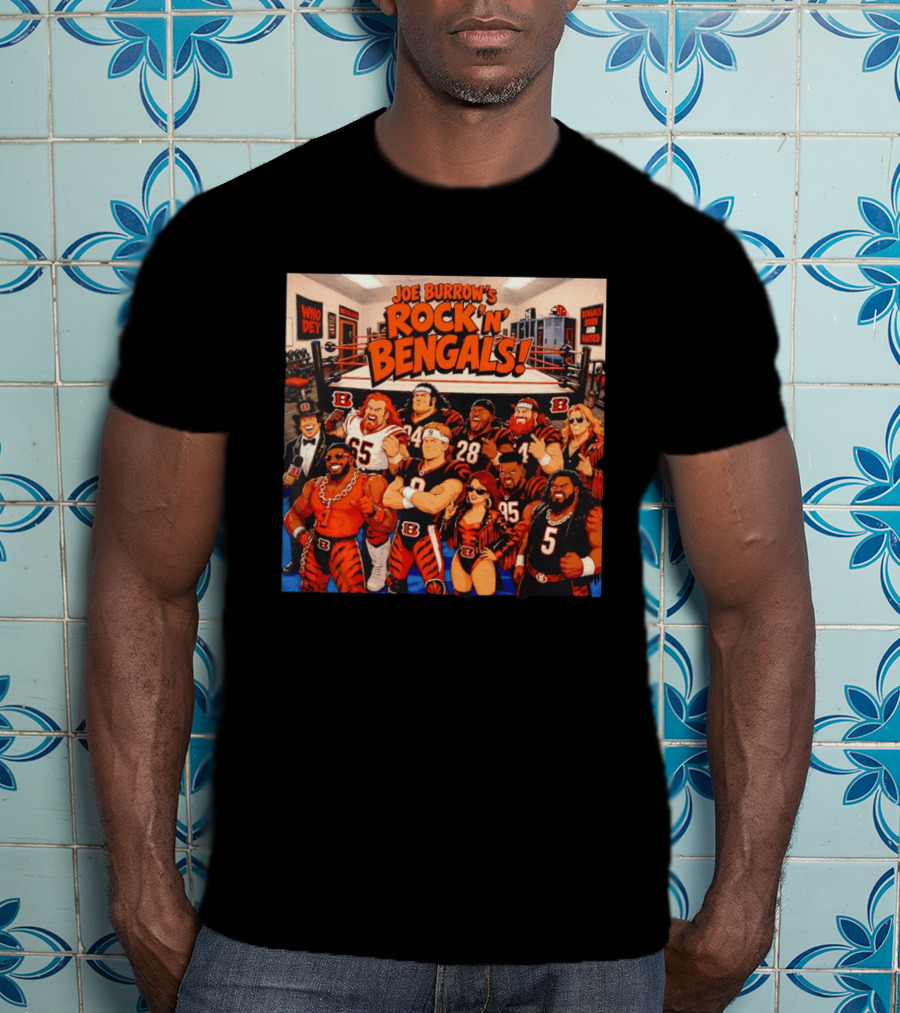 Joe Burrow's Rock 'N' Bengals Who Dey Cincinnati Bengals Born And Raised T-Shirt