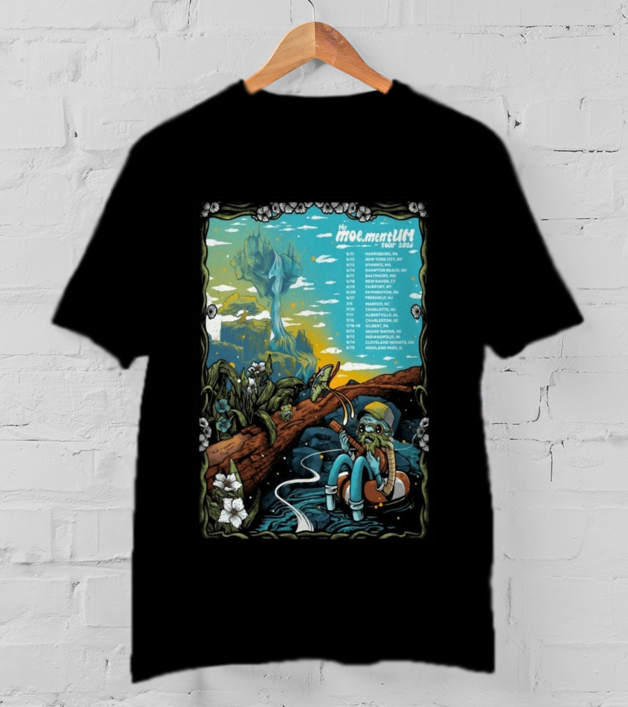 Moe.mentum Tour 2026 Dates With Surreal Nature Imagery And Character In Chill Scene T-Shirt