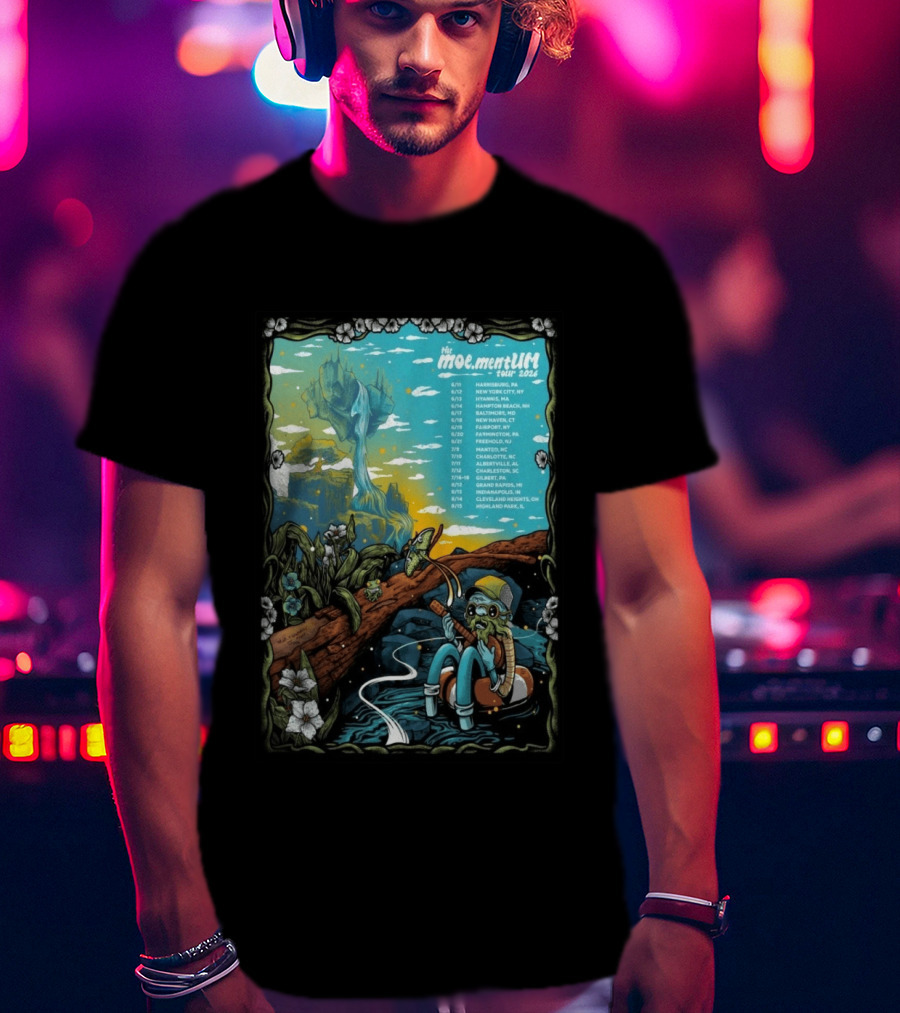 Moe.mentum Tour 2026 Dates With Surreal Nature Imagery And Character In Chill Scene T-Shirt