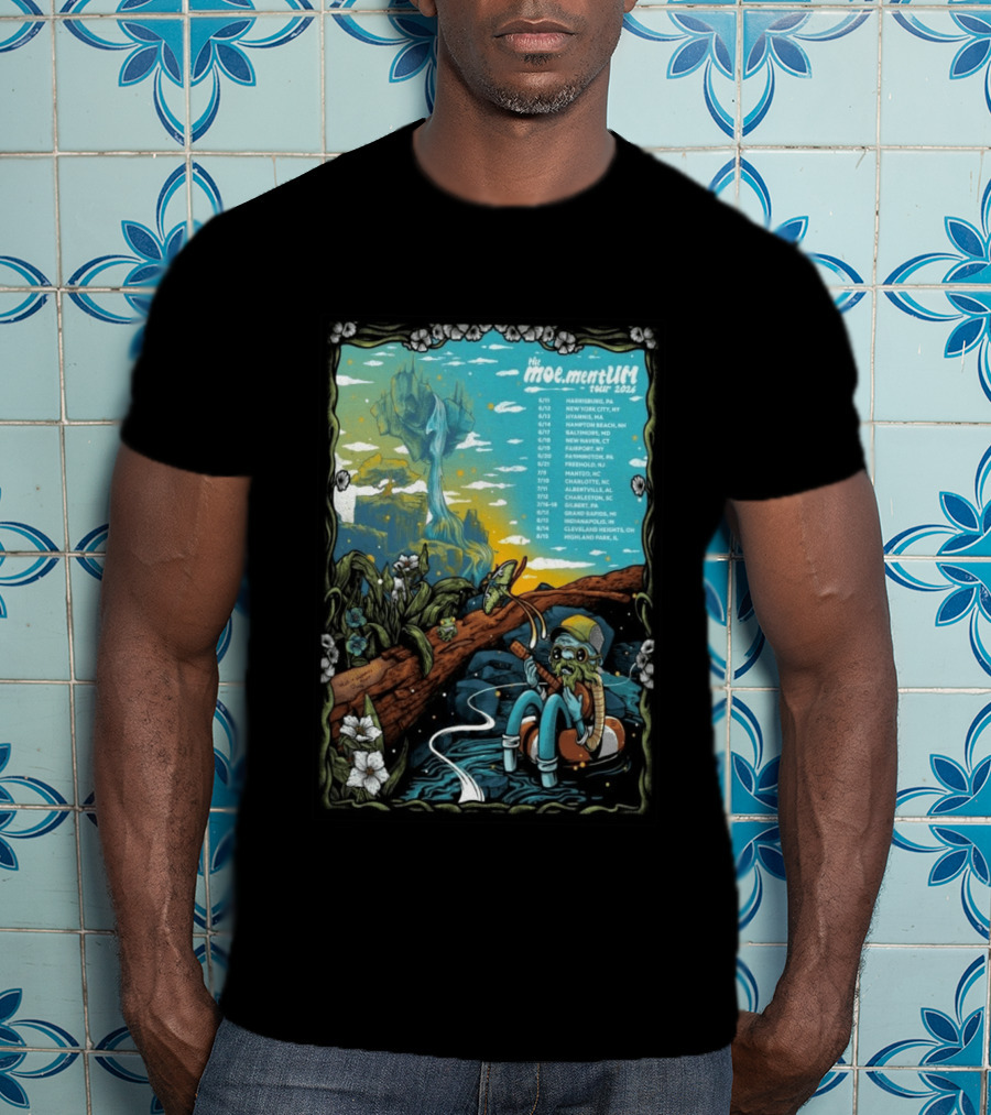 Moe.mentum Tour 2026 Dates With Surreal Nature Imagery And Character In Chill Scene T-Shirt