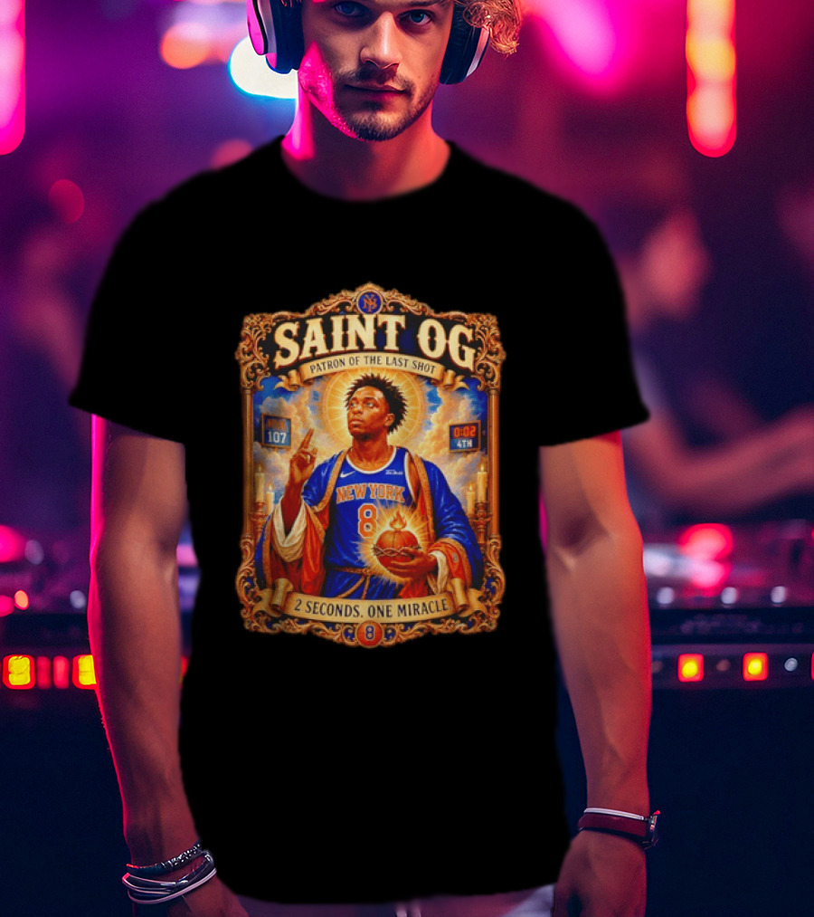 Saint OG Anunoby Patron Of The Last Shot New York Knicks 2 Seconds One Miracle T-Shirt