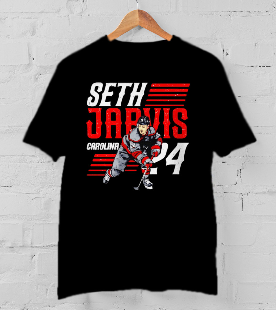 Seth Jarvis 24 Carolina Hurricanes Hockey Player T-Shirt