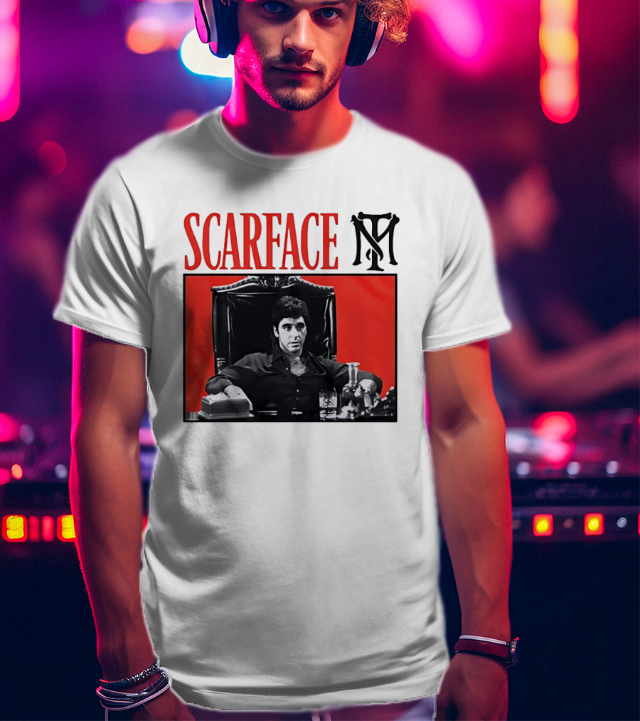 Scarface Tony Montana Al Pacino Iconic Scene Red T-Shirt
