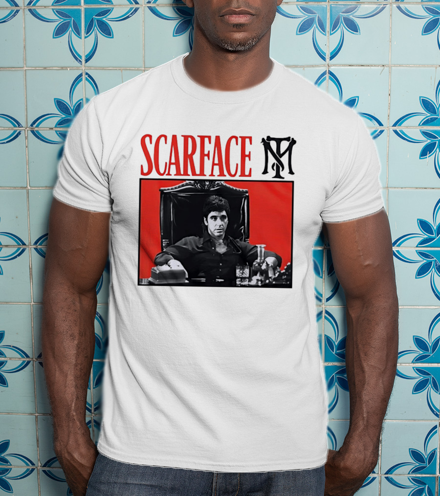 Scarface Tony Montana Al Pacino Iconic Scene Red T-Shirt
