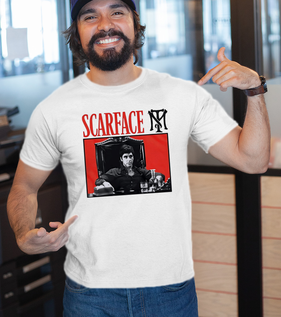 Scarface Tony Montana Al Pacino Iconic Scene Red T-Shirt