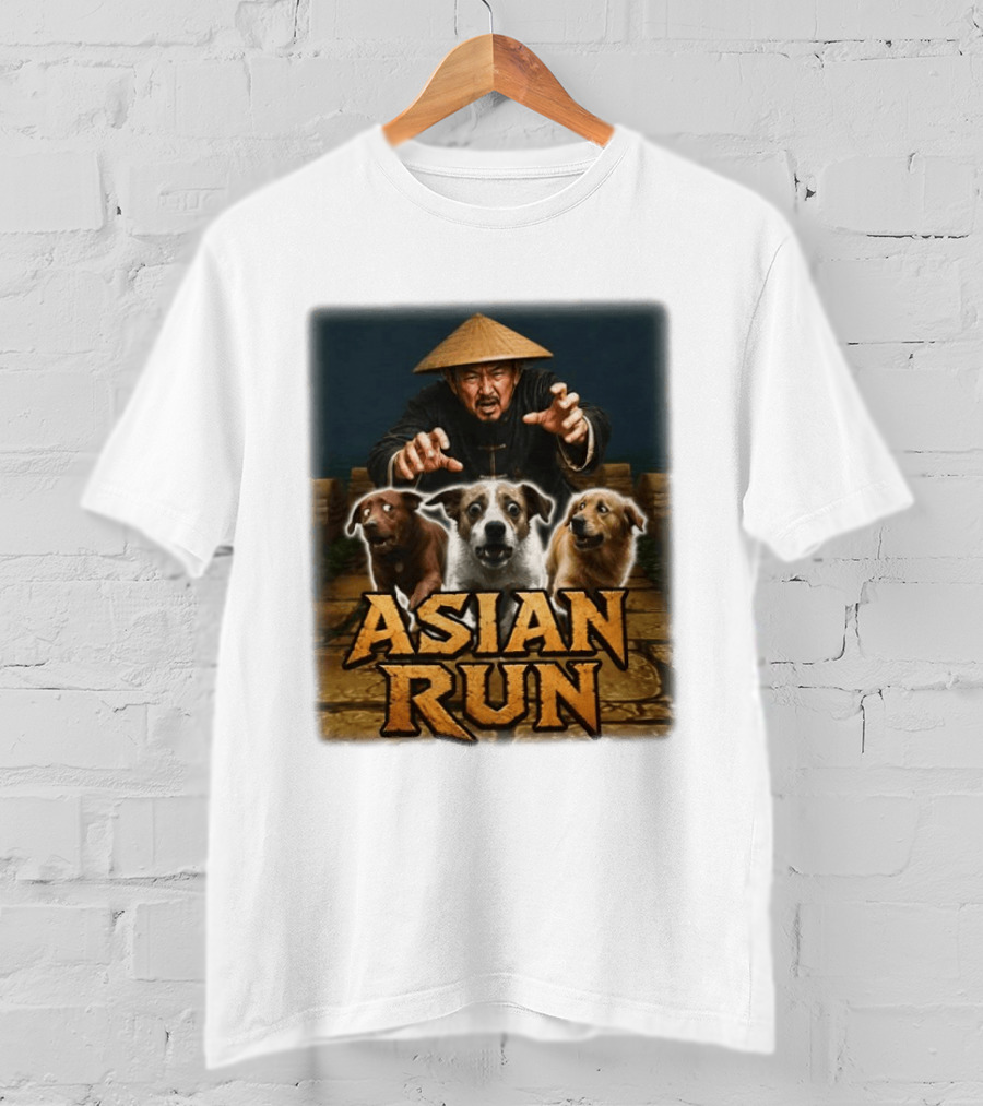 Asian Run Dogs With Traditional Hat Man T-Shirt