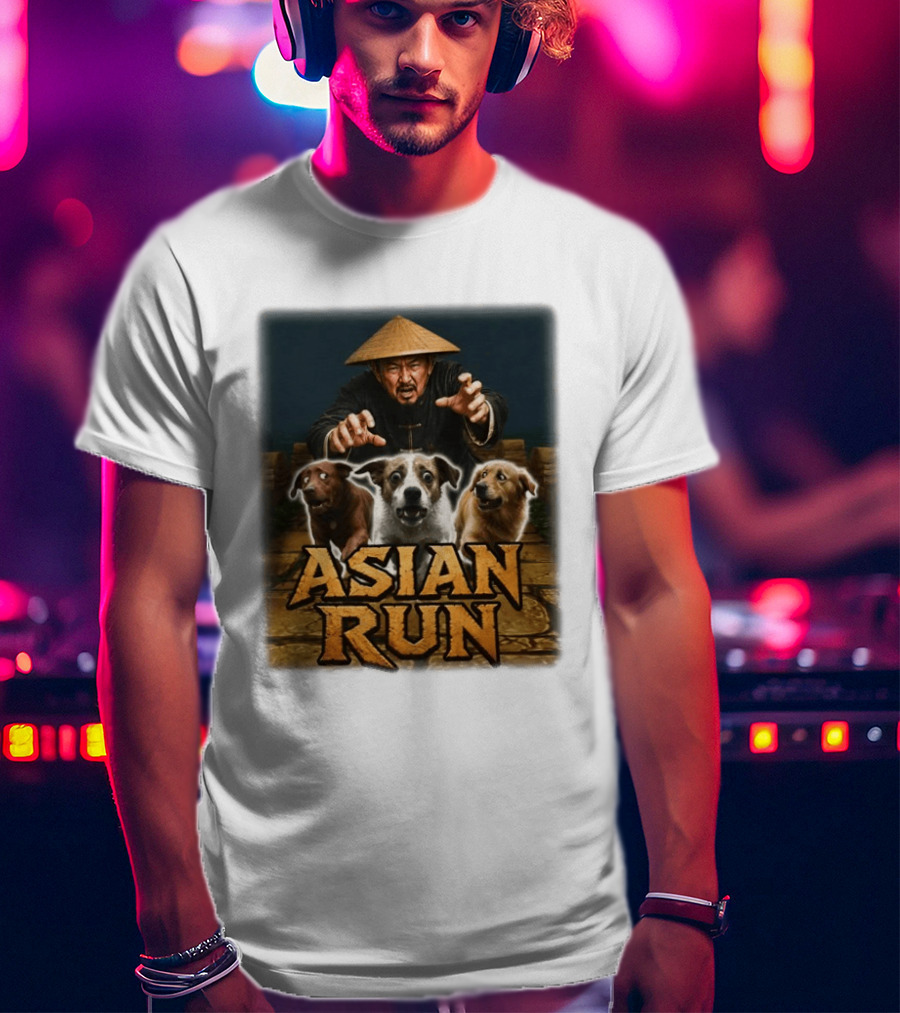 Asian Run Dogs With Traditional Hat Man T-Shirt