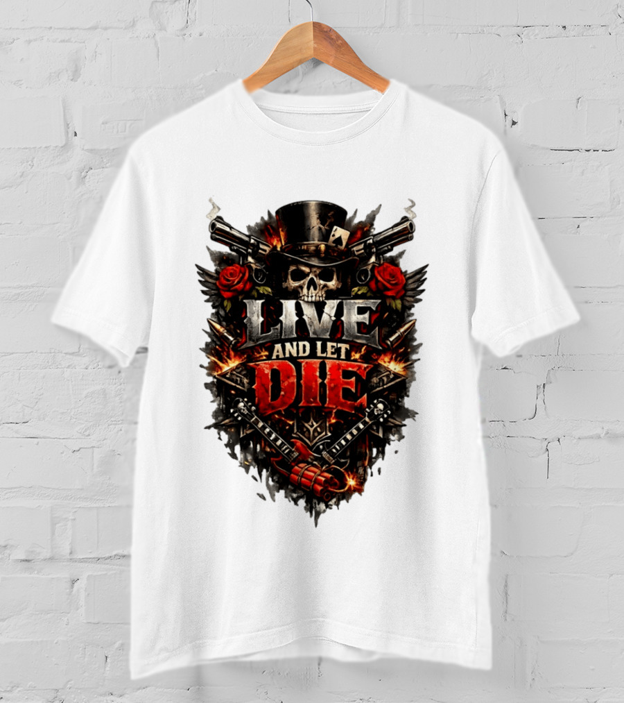 Guns N' Roses Live And Let Die Skull Roses Guns Playing Cards T-Shirt