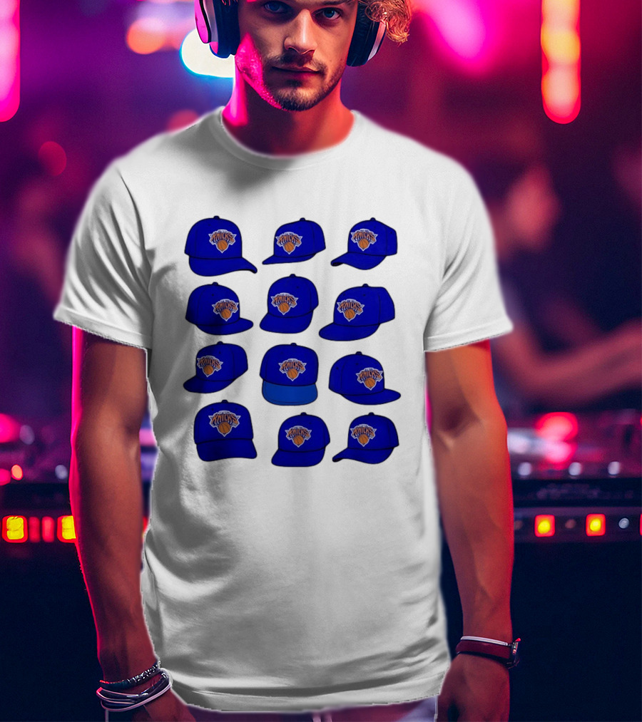 New York Knicks Blue Caps Collection With Iconic Basketball Team T-Shirt