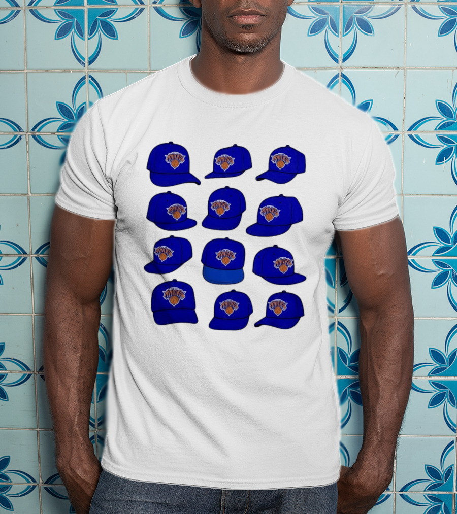 New York Knicks Blue Caps Collection With Iconic Basketball Team T-Shirt
