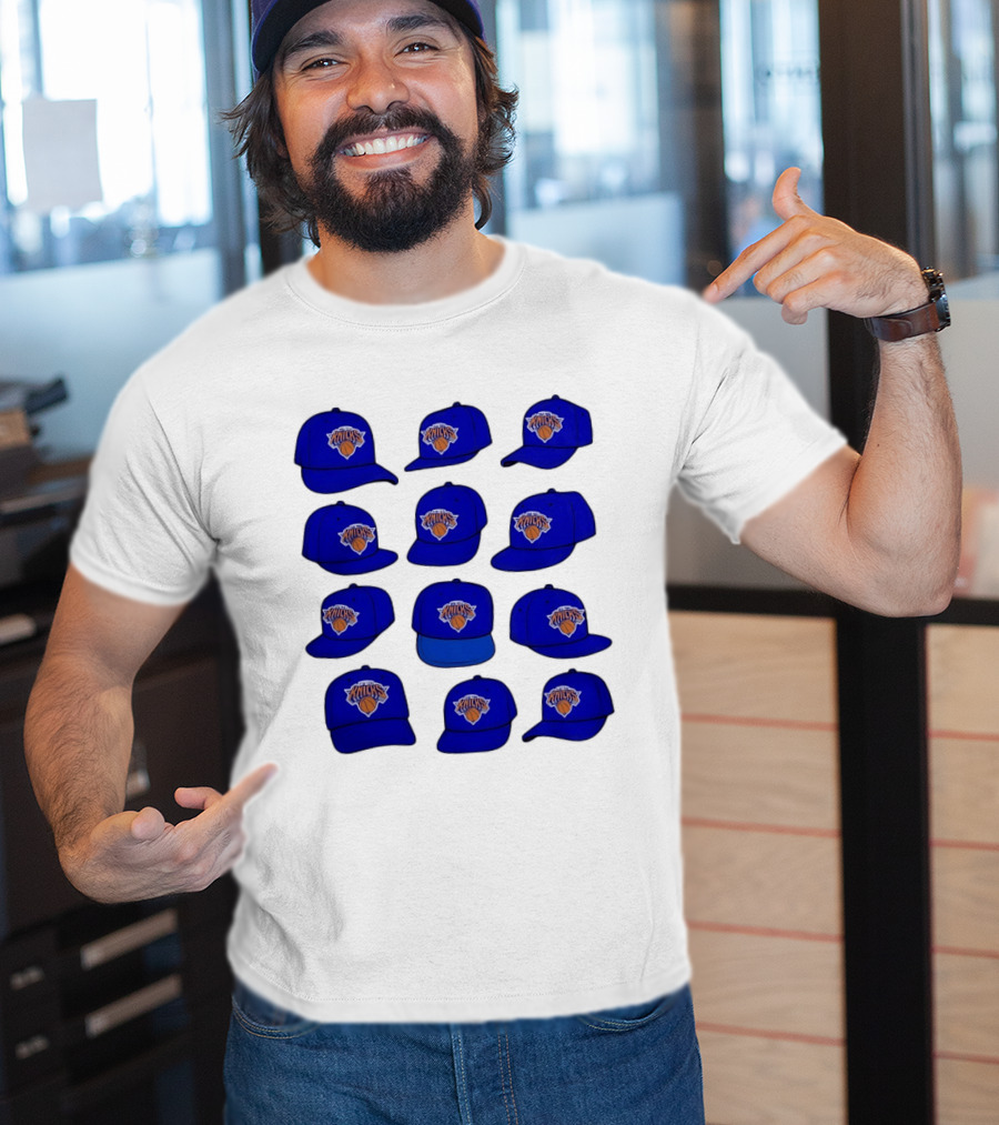 New York Knicks Blue Caps Collection With Iconic Basketball Team T-Shirt