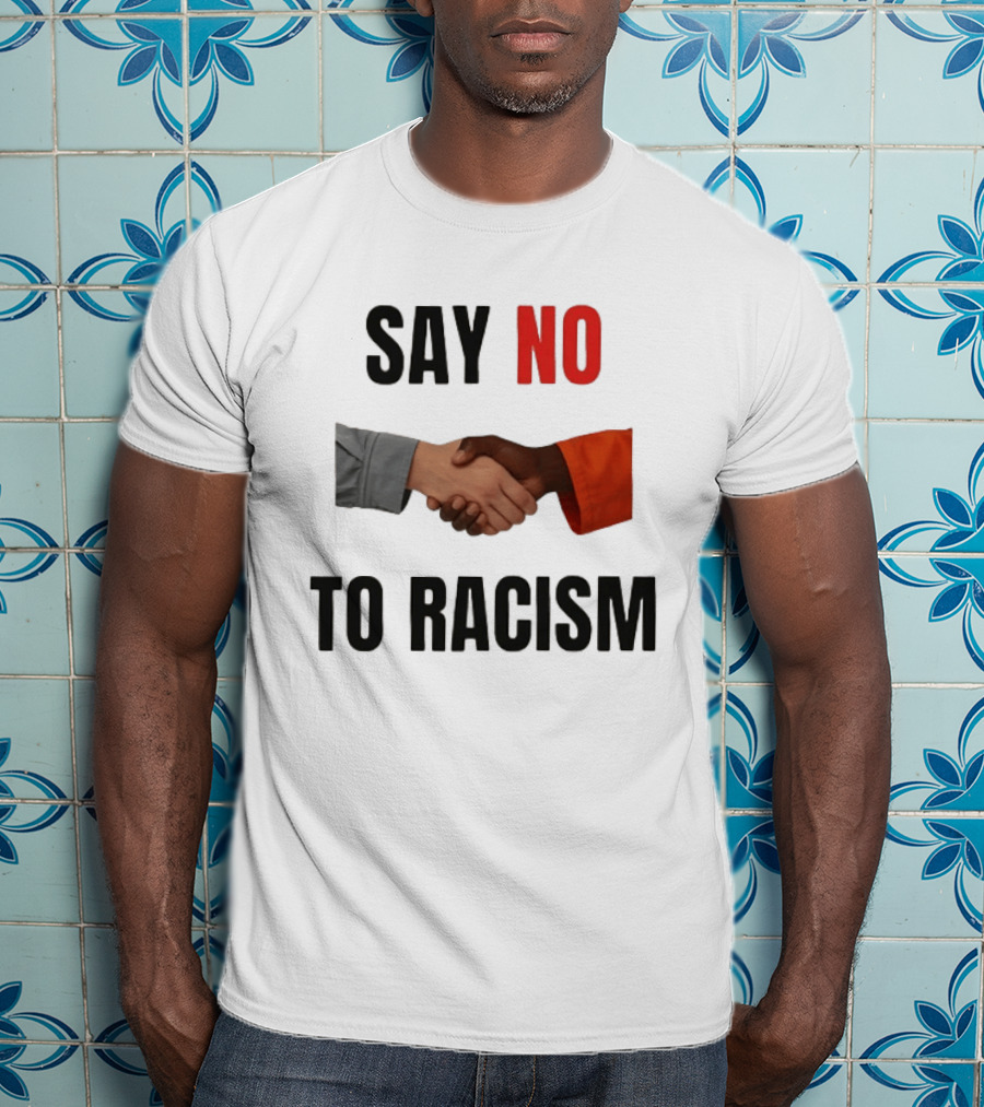 Say No To Racism Black White Handshake Solidarity T-Shirt