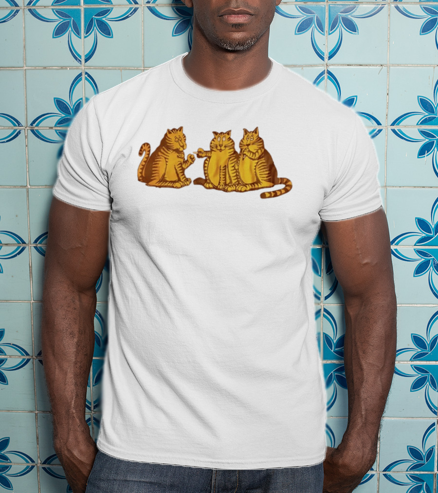 Super Cat Smoking Meme Trio Funny Cats Sharing Cigarettes T-Shirt