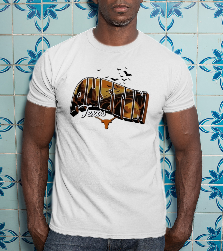 Austin Texas Longhorns Cityscape Greetings T-Shirt