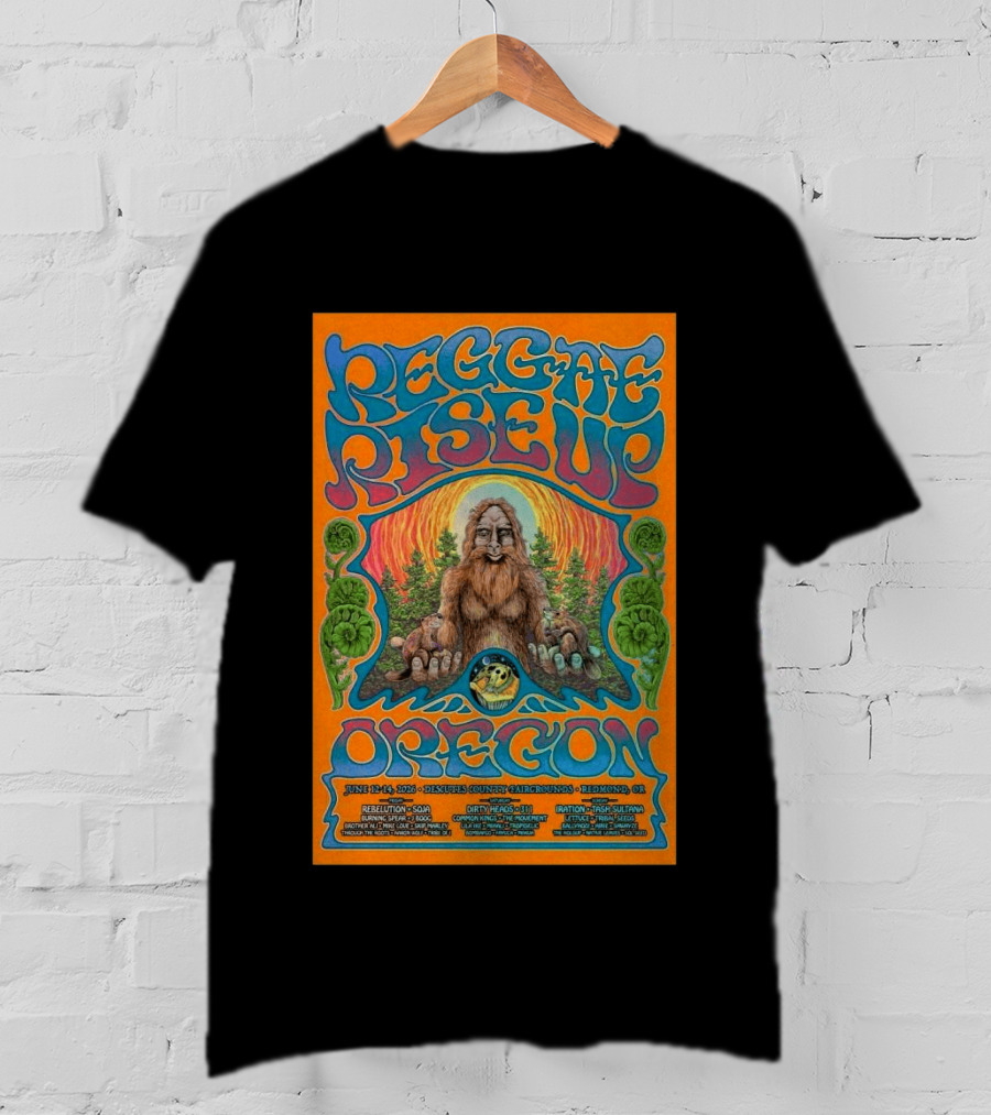 Reggae Rise Up Oregon June 12 14 2026 Deschutes County Fairgrounds Redmond OR Rebelution SOJA Iration Stick Figure Concert T-Shirt