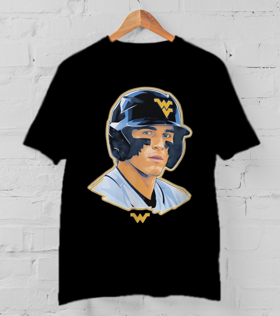 West Virginia Baseball Player Helmet WV T-Shirt