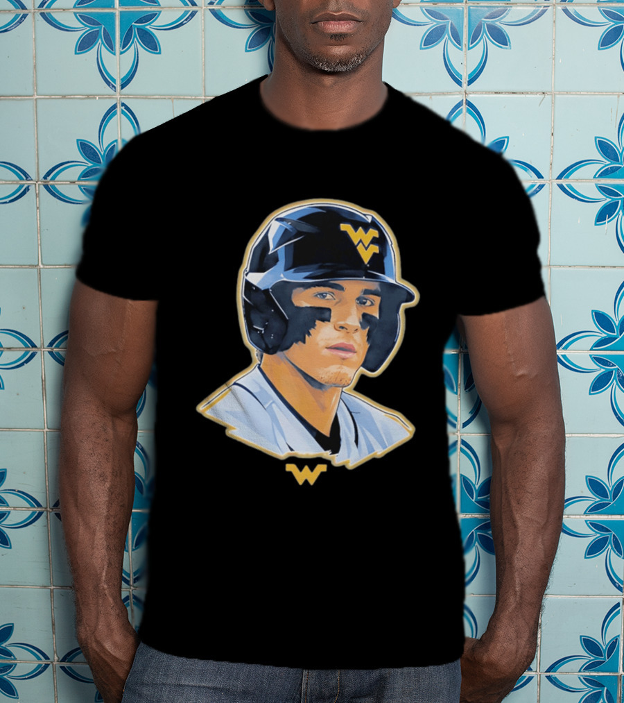 West Virginia Baseball Player Helmet WV T-Shirt