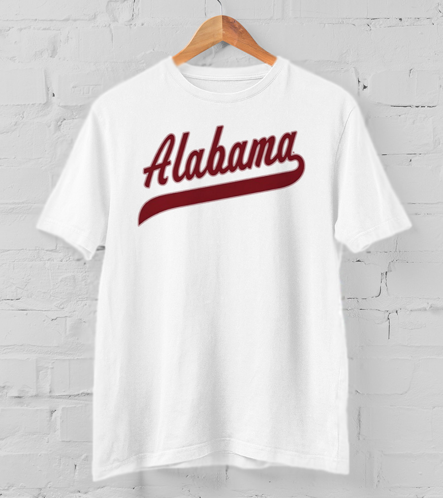 Alabama Baseball Cursive Style Lettering T-Shirt