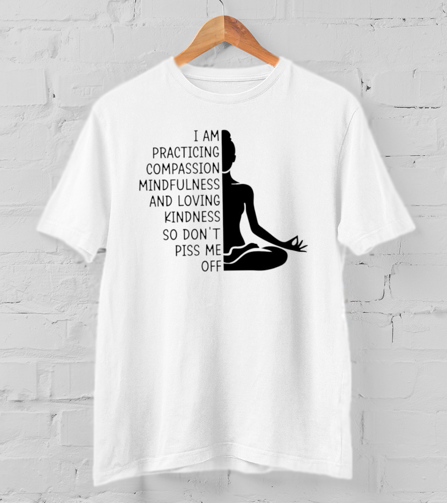 I Am Practicing Compassion Mindfulness And Loving Kindness So Don't Piss Me Off Yoga Pose T-Shirt