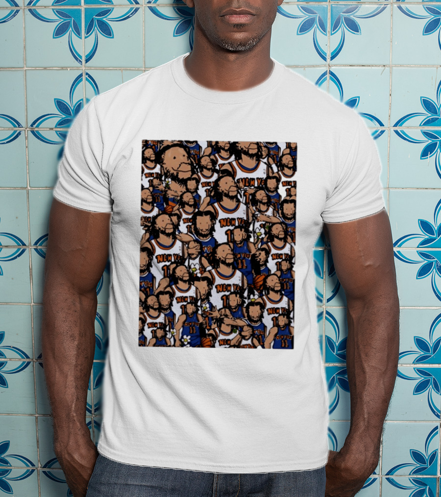Jalen Brunson New York Knicks Number 11 NEMY Cartoon Collage T-Shirt