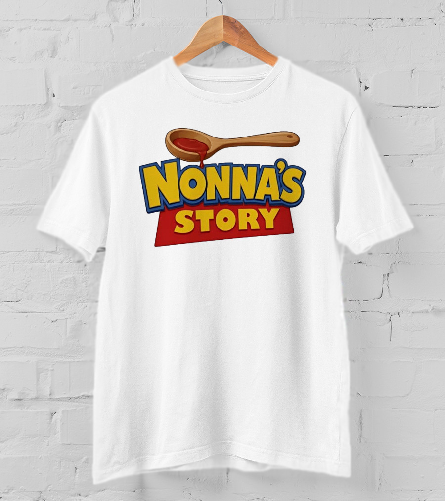 Nonna's Story Wooden Spoon Icon With Red Sauce T-Shirt