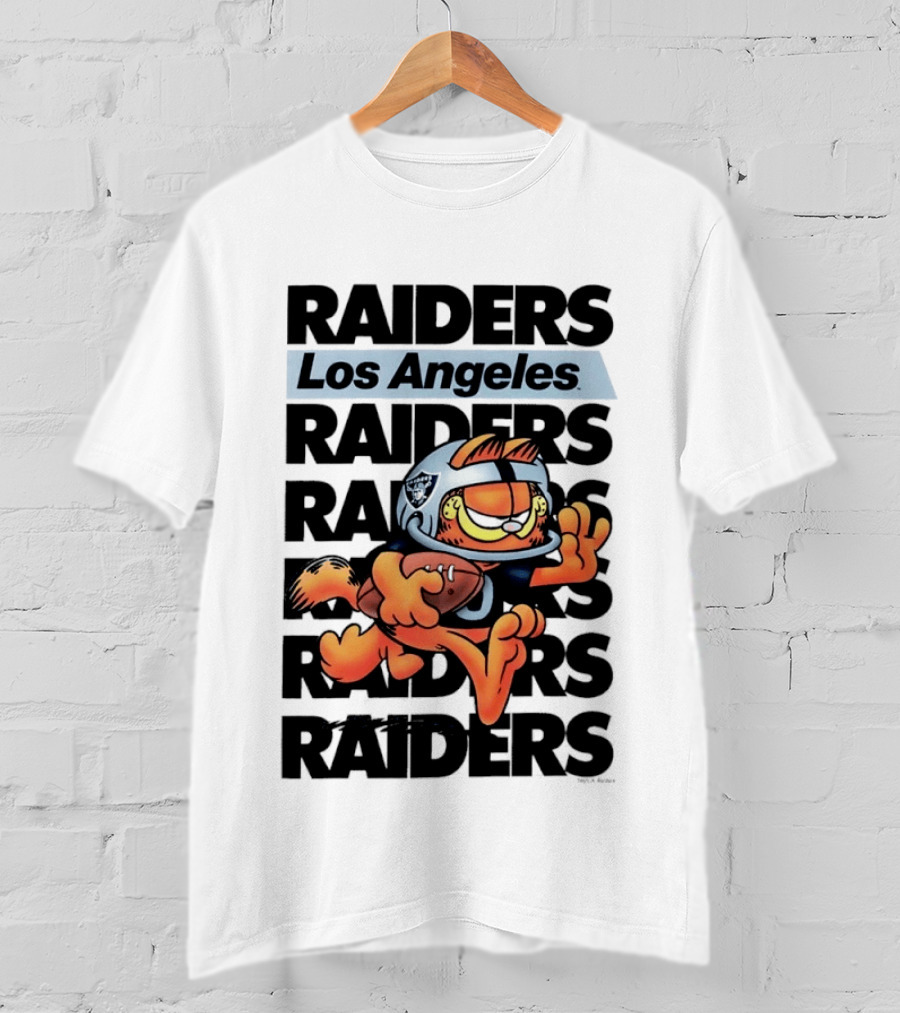 Los Angeles Raiders Orange Cat Football Helmet Running T-Shirt