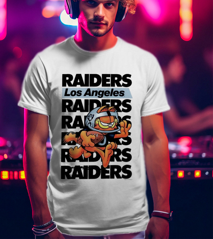 Los Angeles Raiders Orange Cat Football Helmet Running T-Shirt