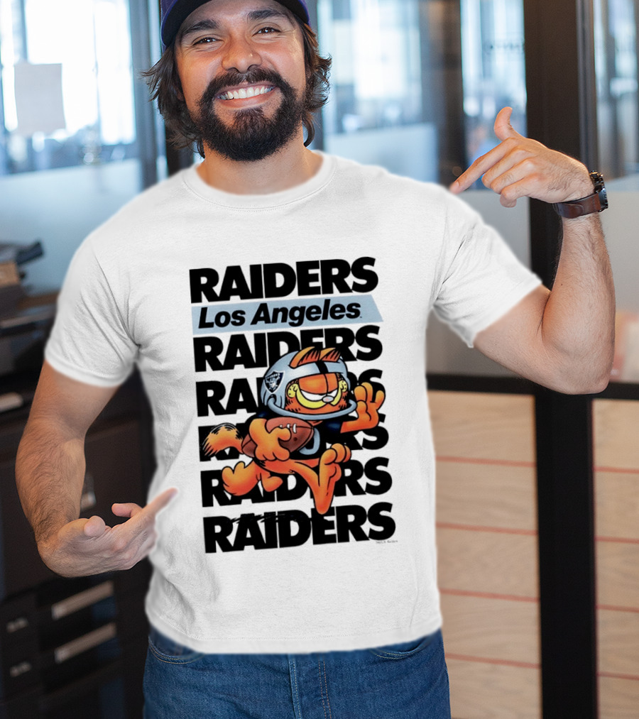 Los Angeles Raiders Orange Cat Football Helmet Running T-Shirt