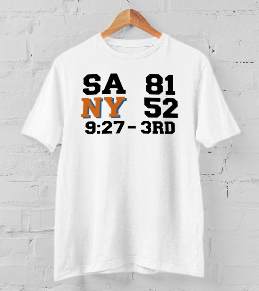 SA 81 NY 52 9:27 3rd Quarter Scoreboard T-Shirt