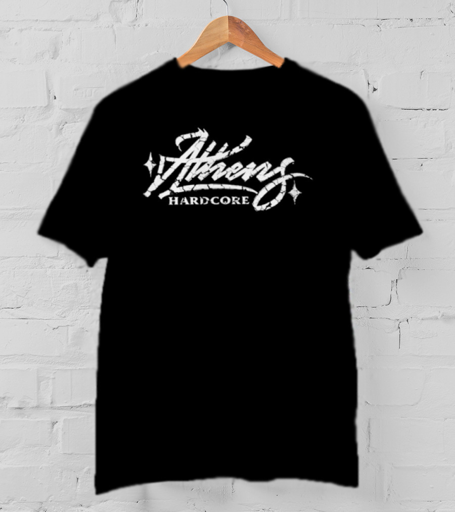 Athens Hardcore Cracked Retro Font T-Shirt
