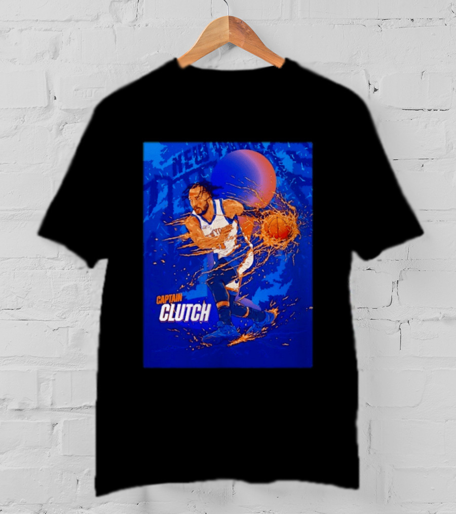 New York Knicks Captain Clutch Jalen Brunson Basketball Flames 2026 T-Shirt