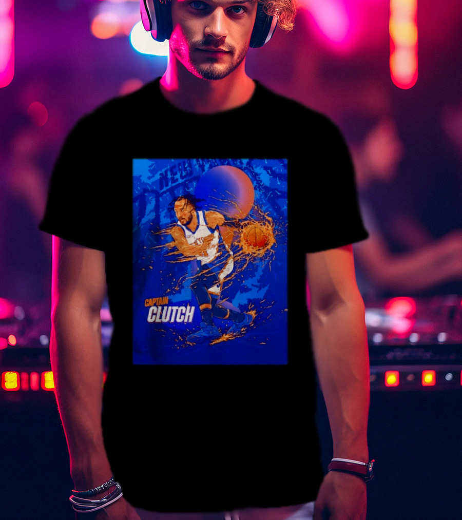 New York Knicks Captain Clutch Jalen Brunson Basketball Flames 2026 T-Shirt