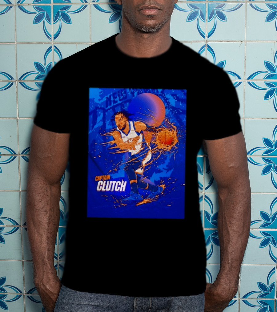 New York Knicks Captain Clutch Jalen Brunson Basketball Flames 2026 T-Shirt