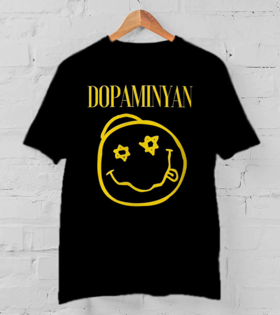 Dopaminyan Star Eyed Smiley Face Yellow T-Shirt