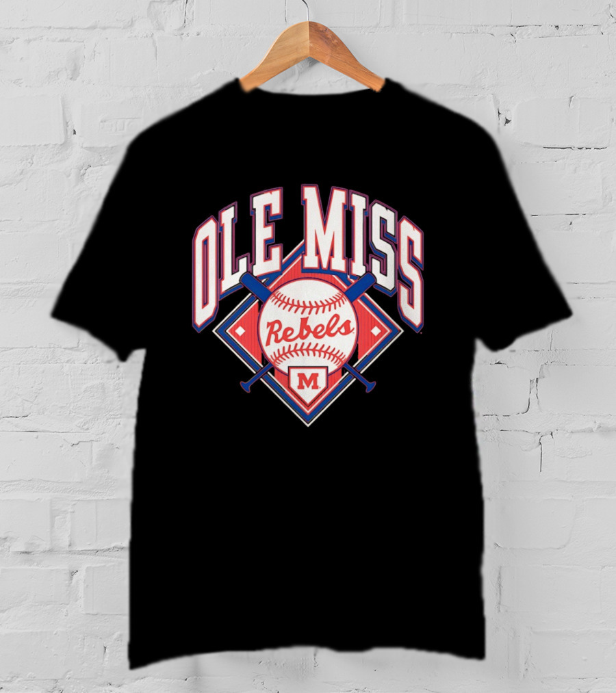 Ole Miss Rebels Baseball 2026 Team Merchandise Featuring Classic Logo And Red Baseball T-Shirt