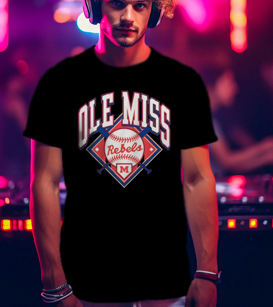 Ole Miss Rebels Baseball 2026 Team Merchandise Featuring Classic Logo And Red Baseball T-Shirt