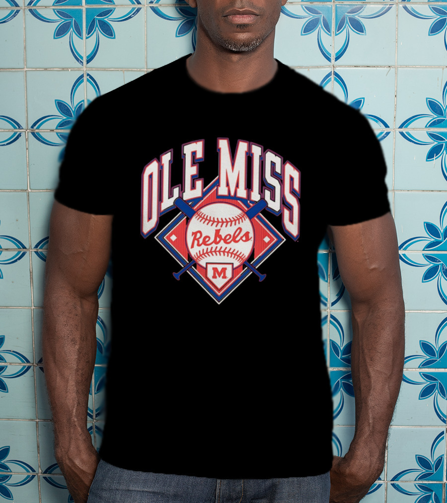 Ole Miss Rebels Baseball 2026 Team Merchandise Featuring Classic Logo And Red Baseball T-Shirt