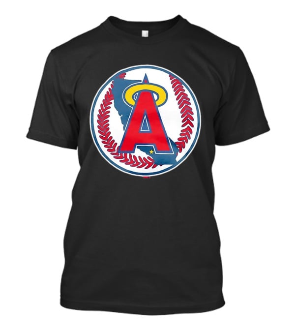 Los Angeles Angels Classic Halo A Baseball Emblem California Map T-Shirt