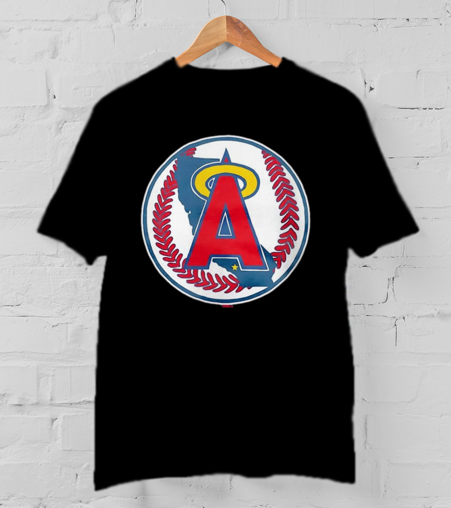 Los Angeles Angels Classic Halo A Baseball Emblem California Map T-Shirt