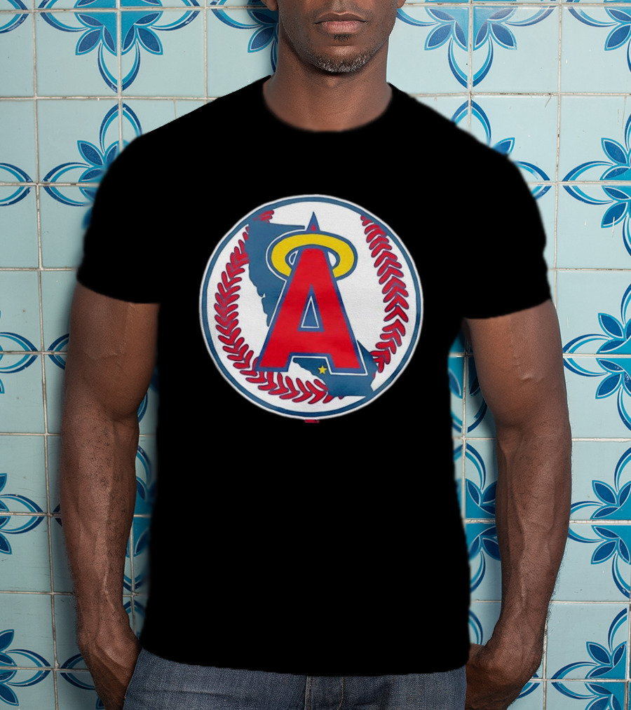 Los Angeles Angels Classic Halo A Baseball Emblem California Map T-Shirt