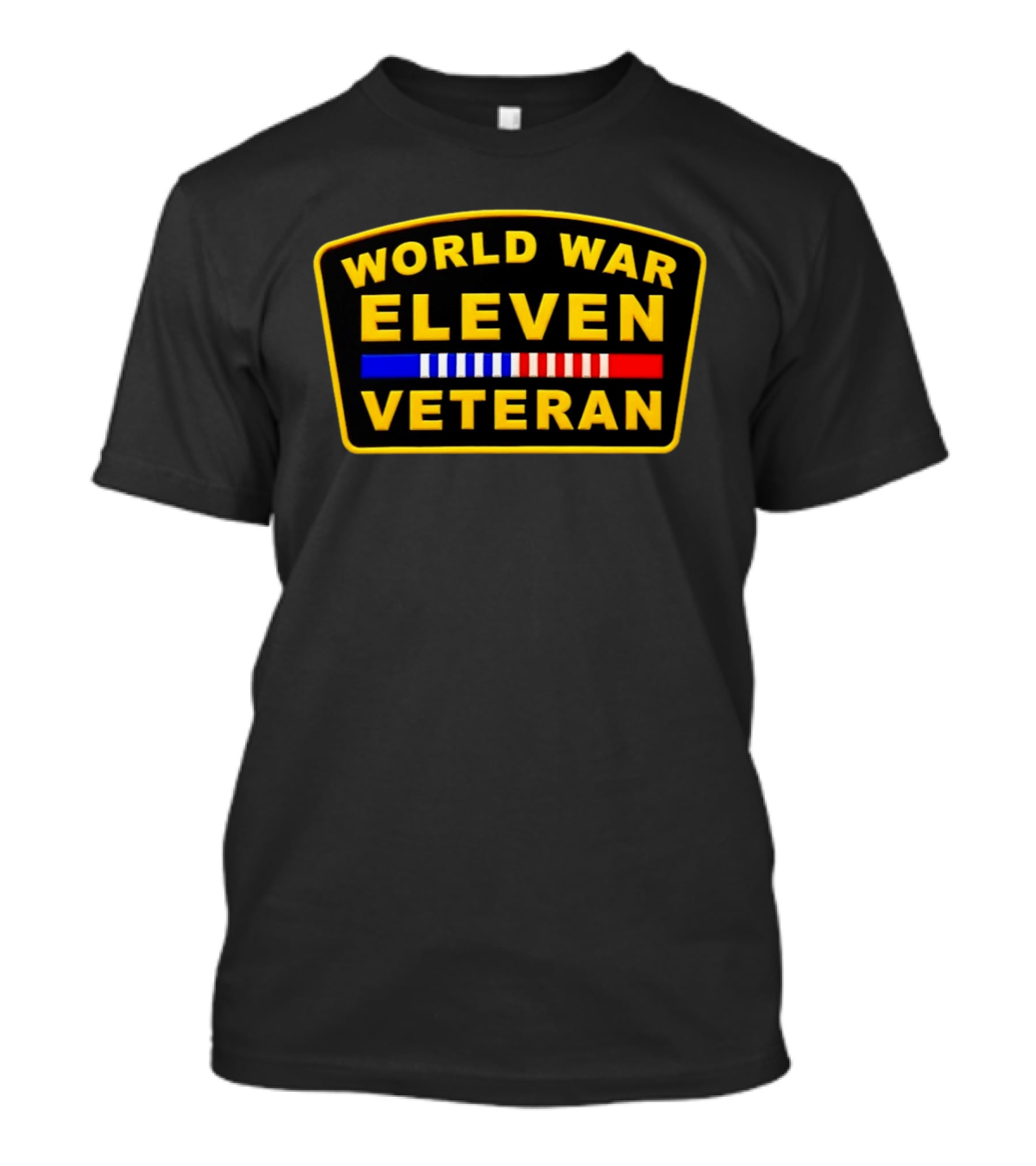 World War Eleven Veteran Patch Style Yellow Black Red Blue T-Shirt