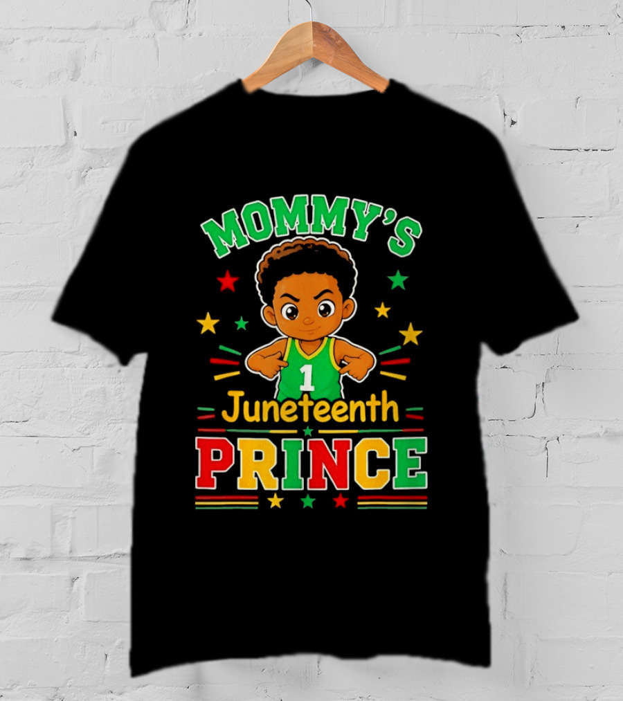 Mommy's Juneteenth Prince Little Boy Basketball Celebration Number One Kid T-Shirt