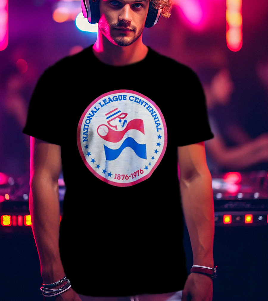 National League Centennial 1876 1976 Baseball Anniversary Retro MLB Bold Blue Red T-Shirt