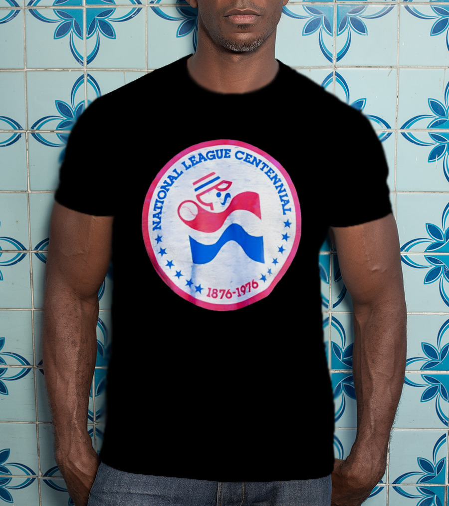 National League Centennial 1876 1976 Baseball Anniversary Retro MLB Bold Blue Red T-Shirt